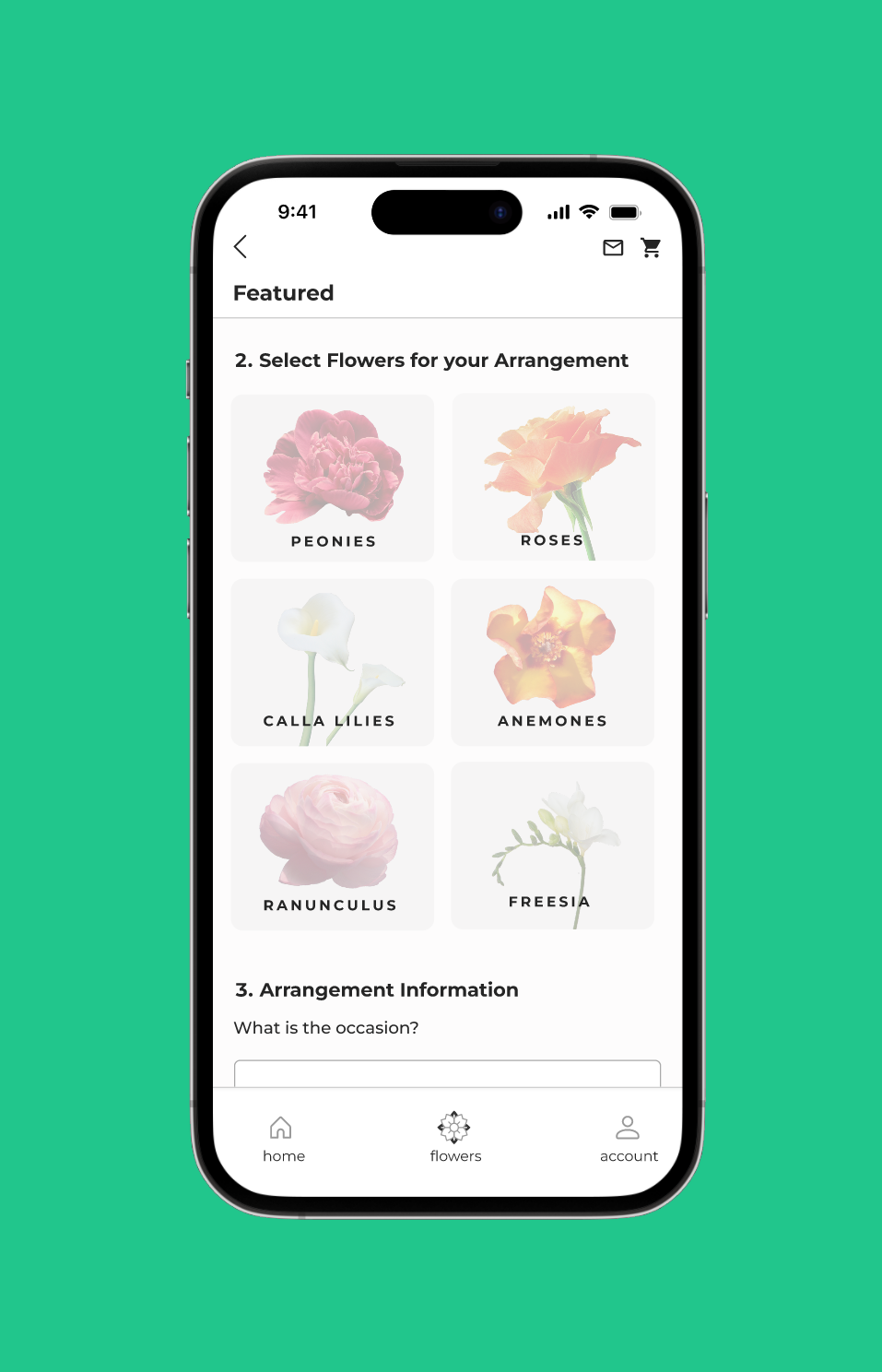 ui ux visual design project luxury flower ordering app
