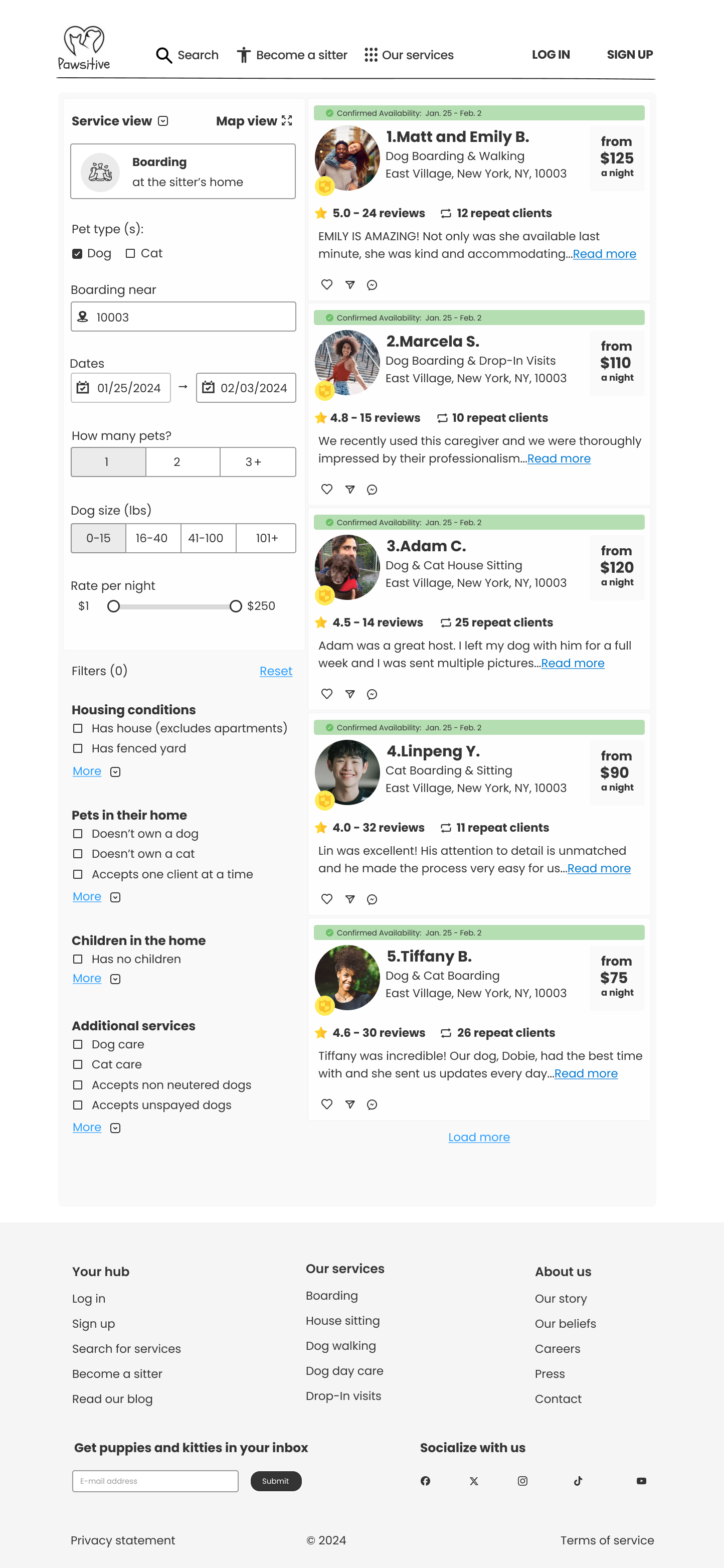 Pet Care Responsive Website Provider Search Results