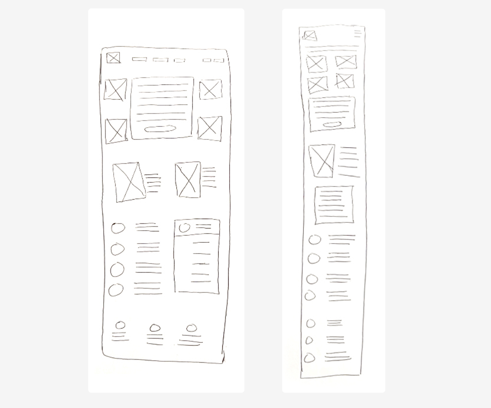 hand drawn wireframes